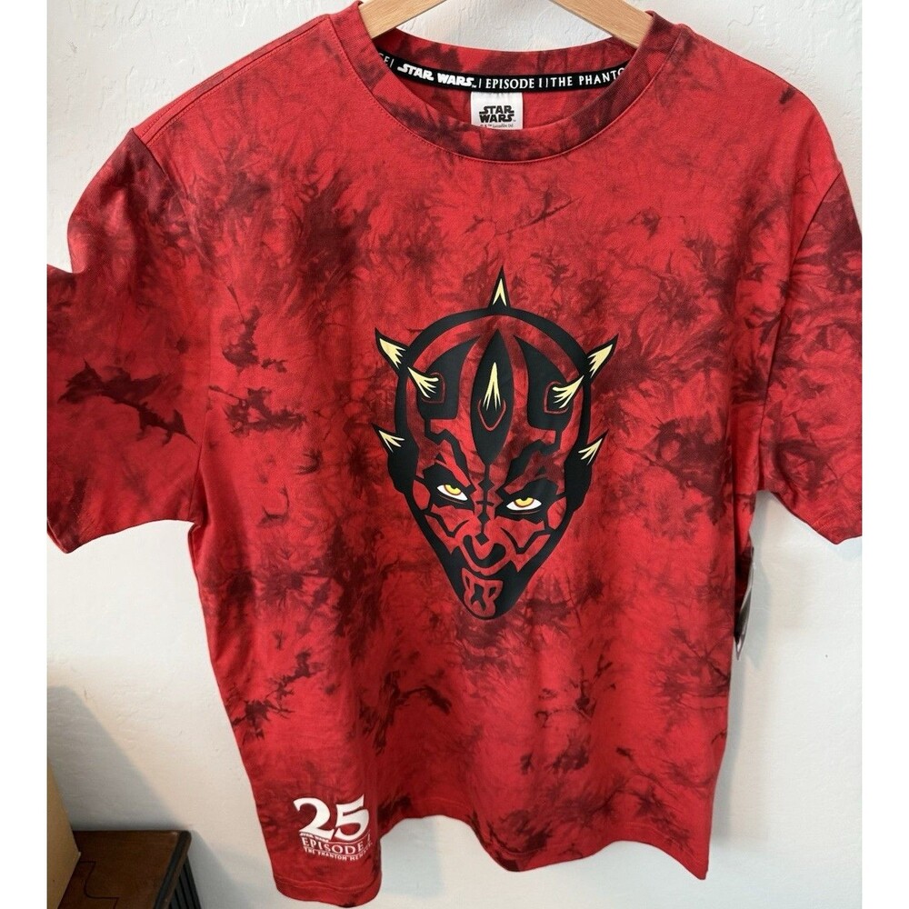 NWT Star Wars Darth Maul Episode I Red/Black Tie-Dye Men's L Crew Neck T-Shirt
